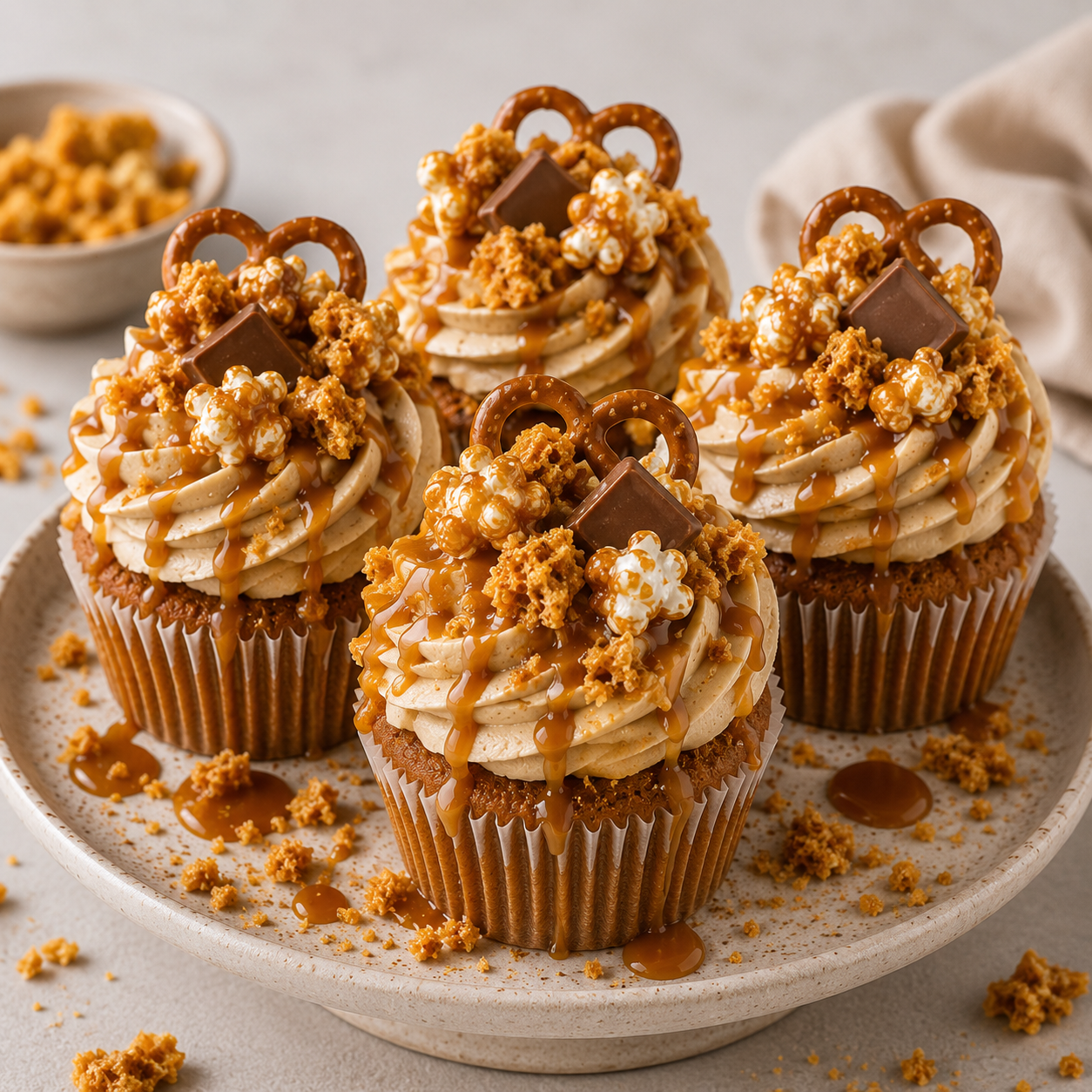 Salted Caramel Crunch Cupcakes