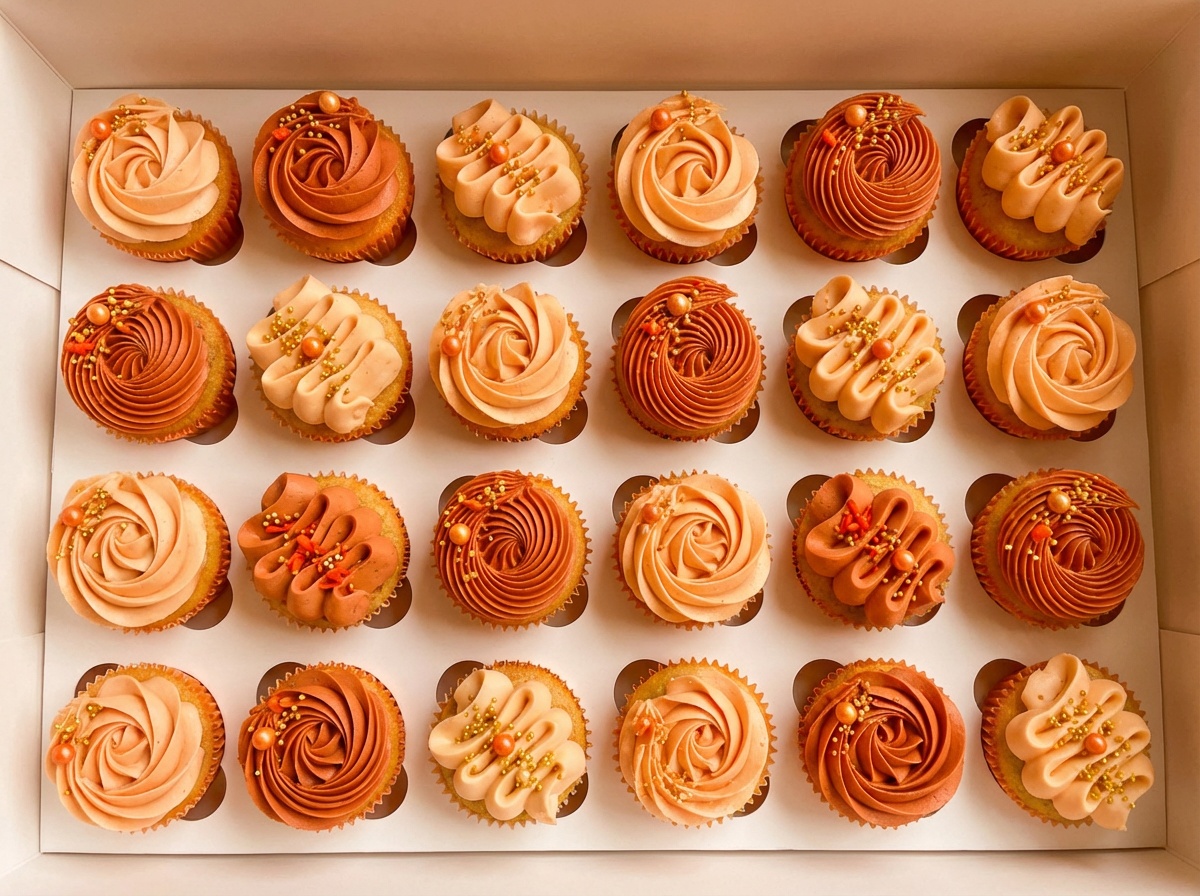 Blush and gold birthday cupcakes with hand-piped florals