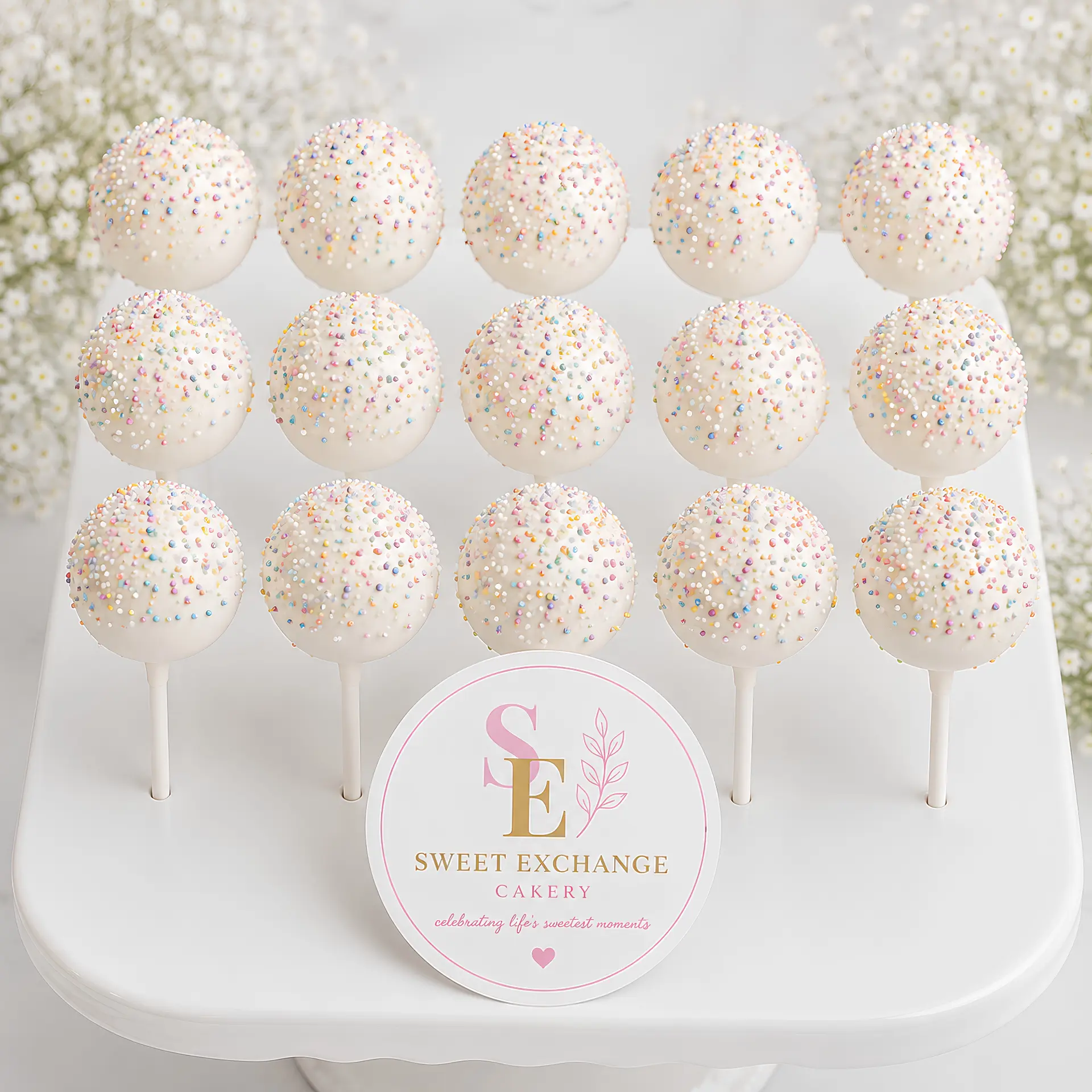 White chocolate funfetti sprinkle pops